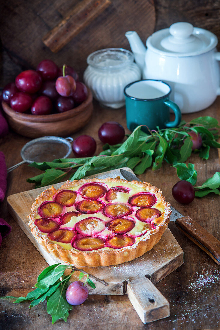 Plum pie wit quark filling