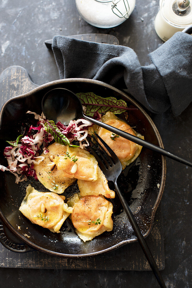 Sweet potato ravioli with parmigiana