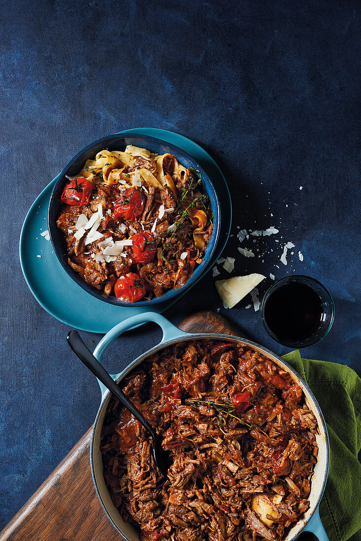 Red wine beef ragu with tagliatelle