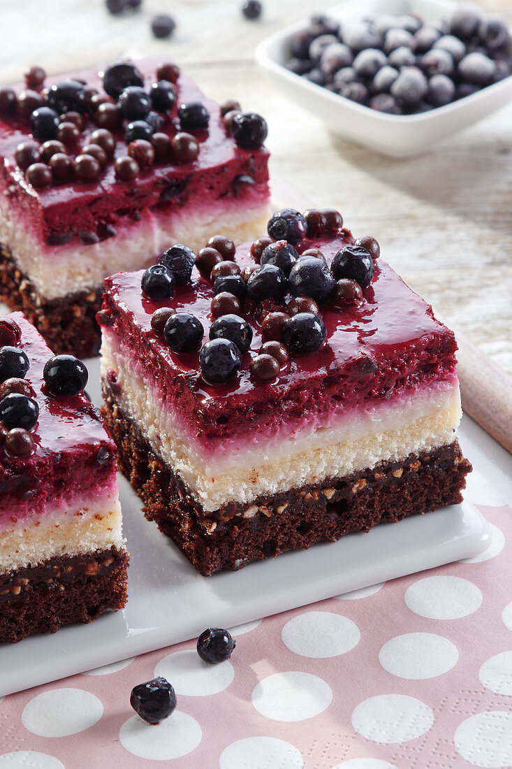 Schokoladen-Blaubeer-Schnitte