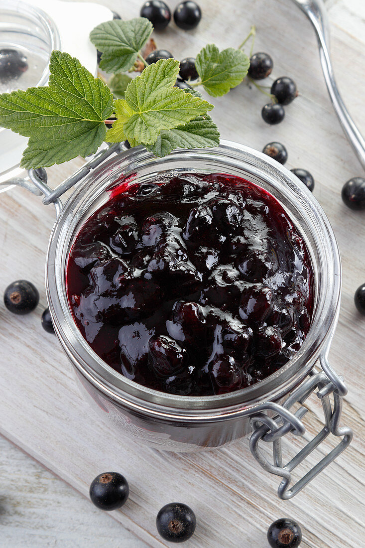 Blackcurrant jam in jar