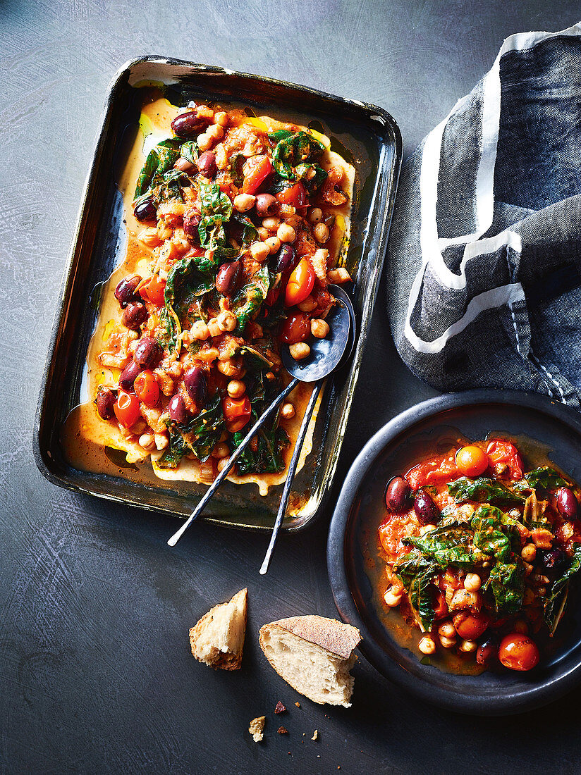 Silverbeet and chickpea puttanesca with anchovies