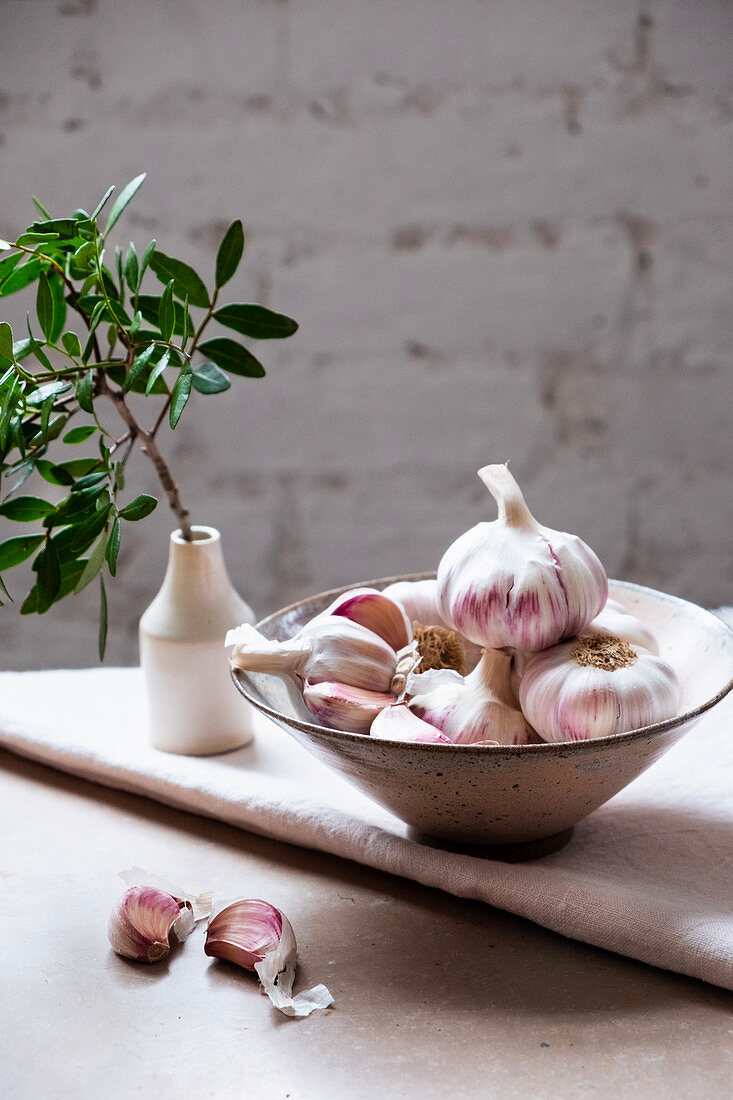 Garlic on a bowl