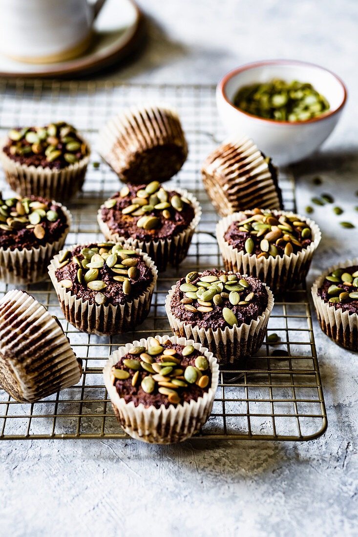 Pumpkin Muffins in a cooling rack