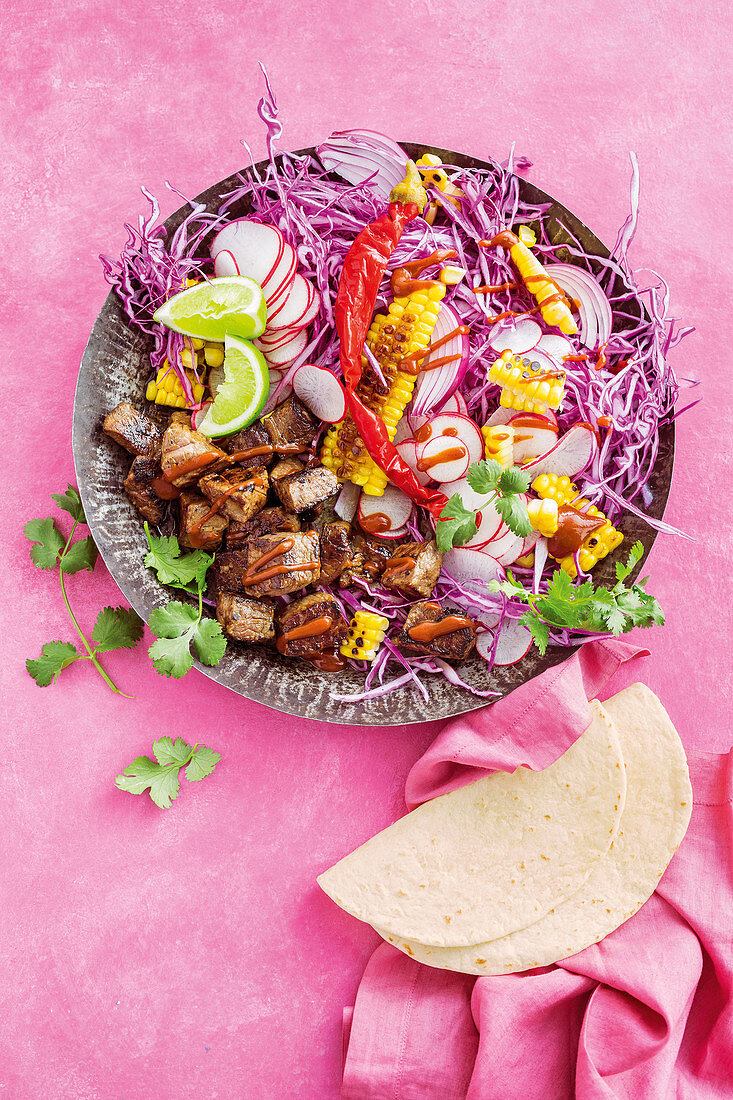 Fast mex shaking beef bowl