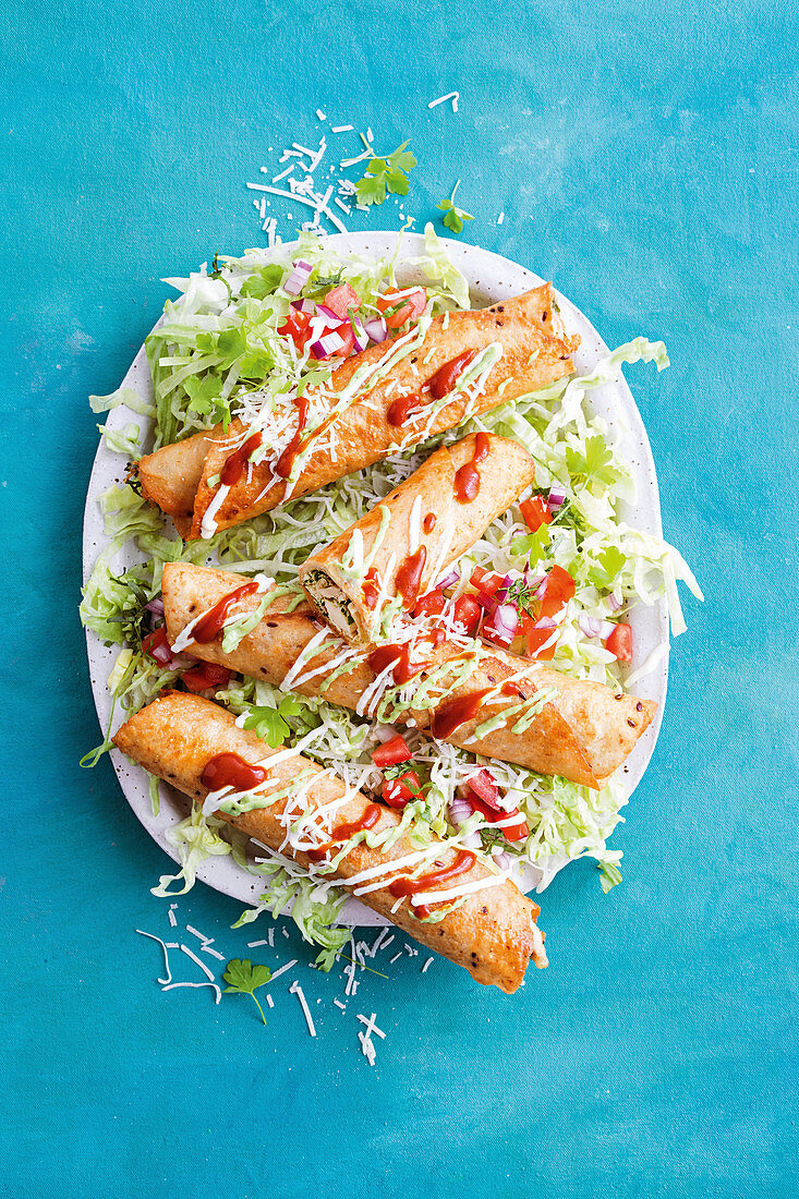 Shredded chicken taquitos