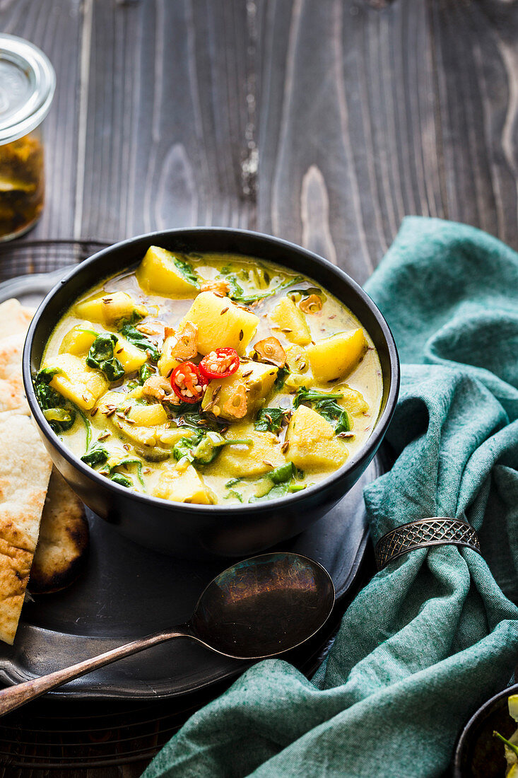 Vegan Potato and Spinach curry