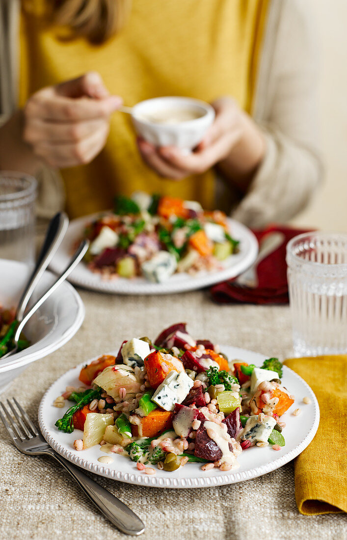 Butternut Squash Salad with blue cheese