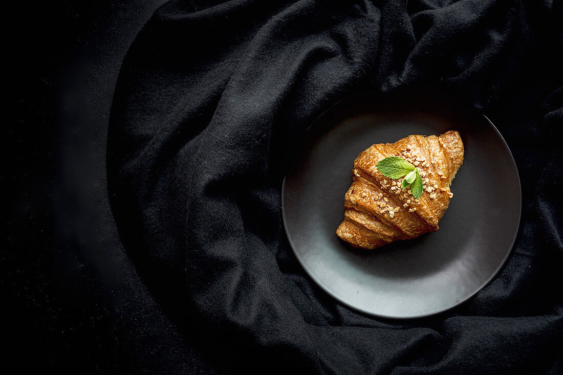 Top view of baked croissants