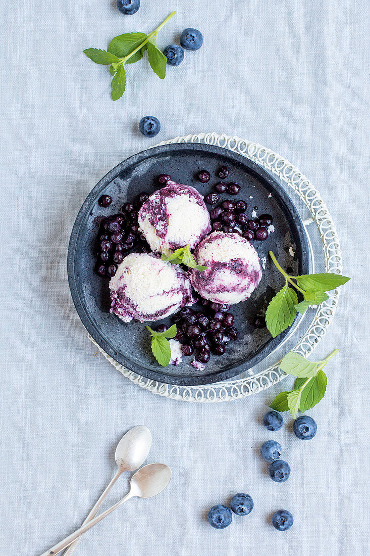 Sweden milk and blueberry ice cream
