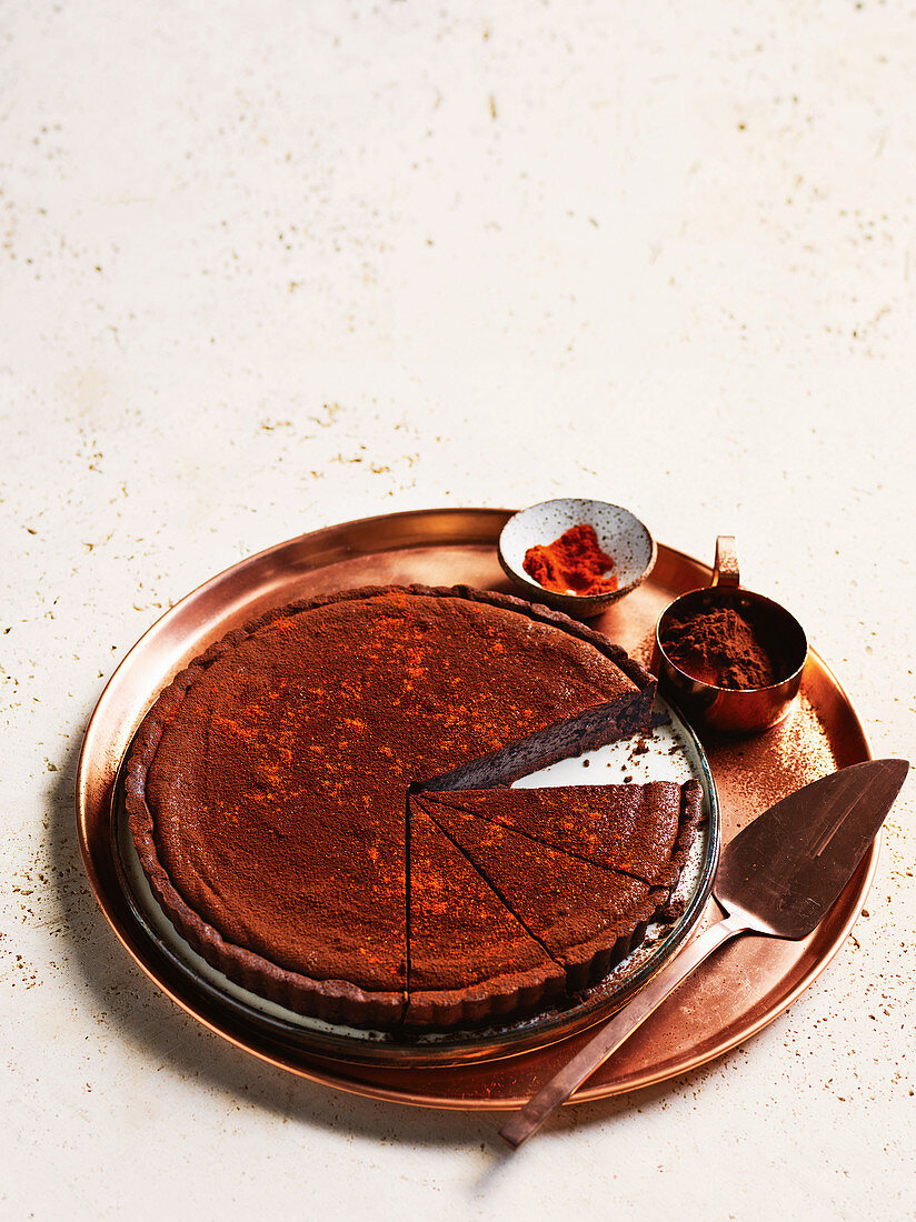 Mexican chilli chocolate tart
