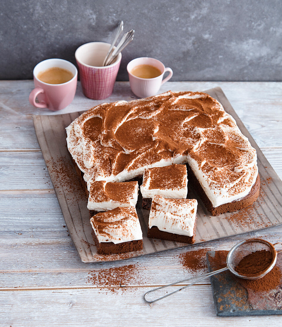 Tiramisu slices with amaretto