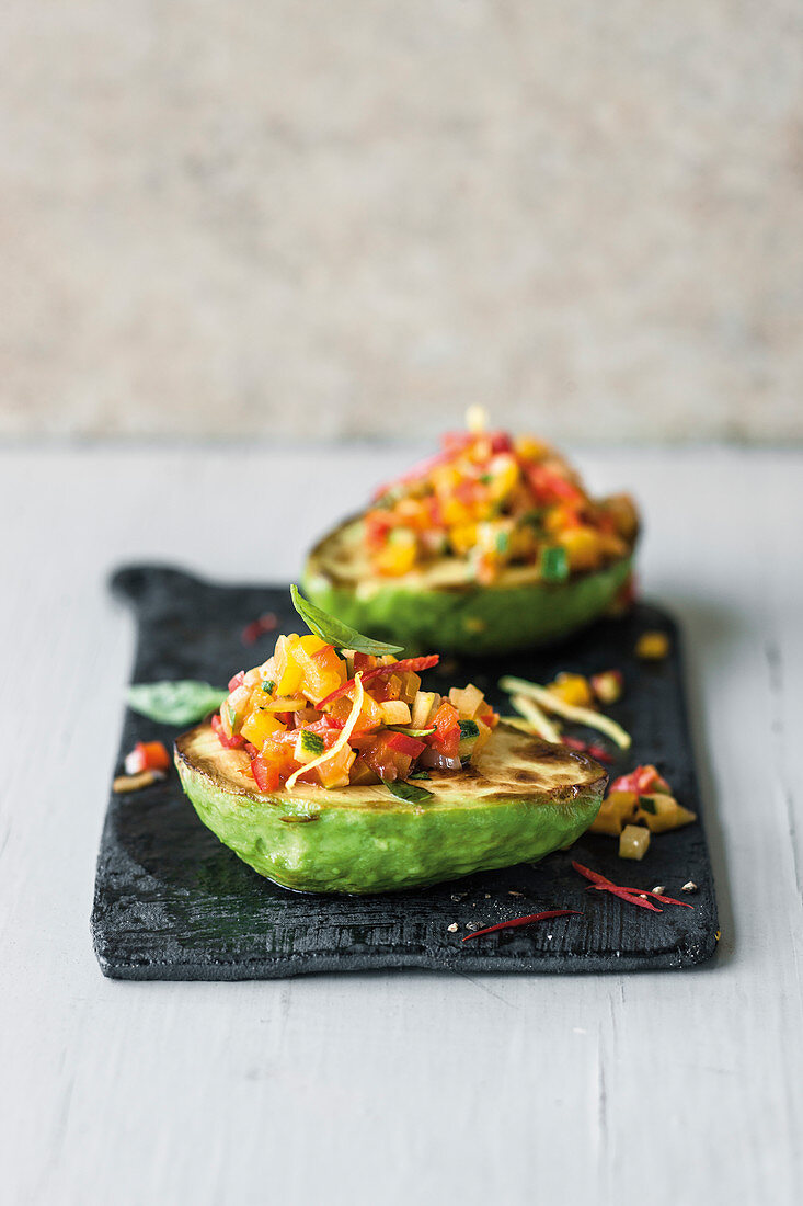 Stuffed avocados with peppers