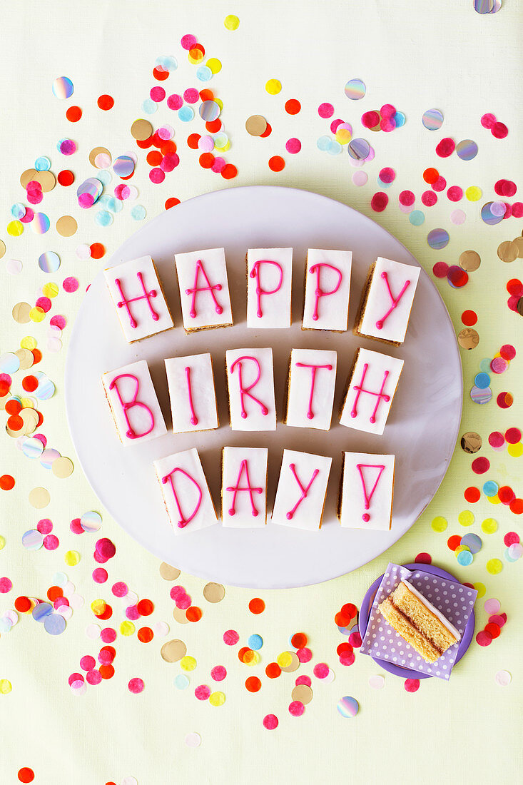 Happy Birthday cake cubes