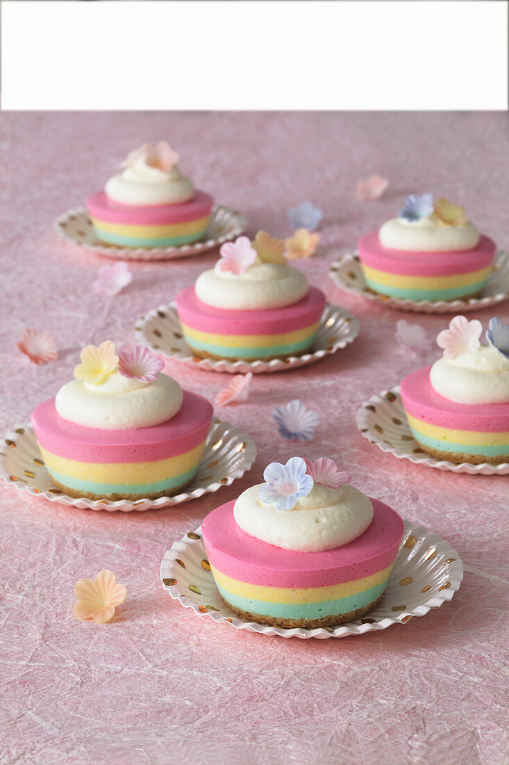 Rainbow Mini Cheesecakes