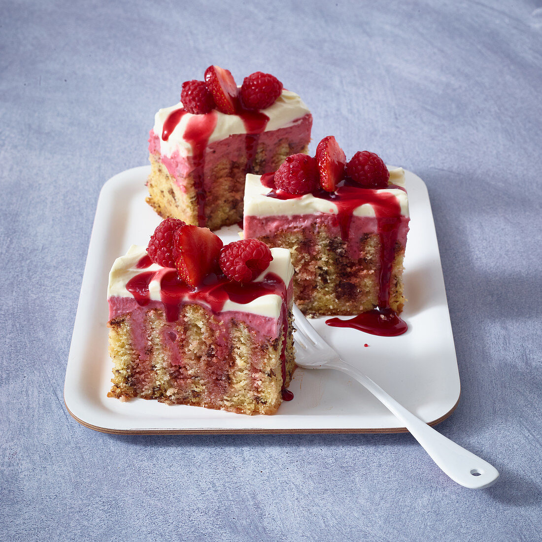 Buttermilk and berry poke cake