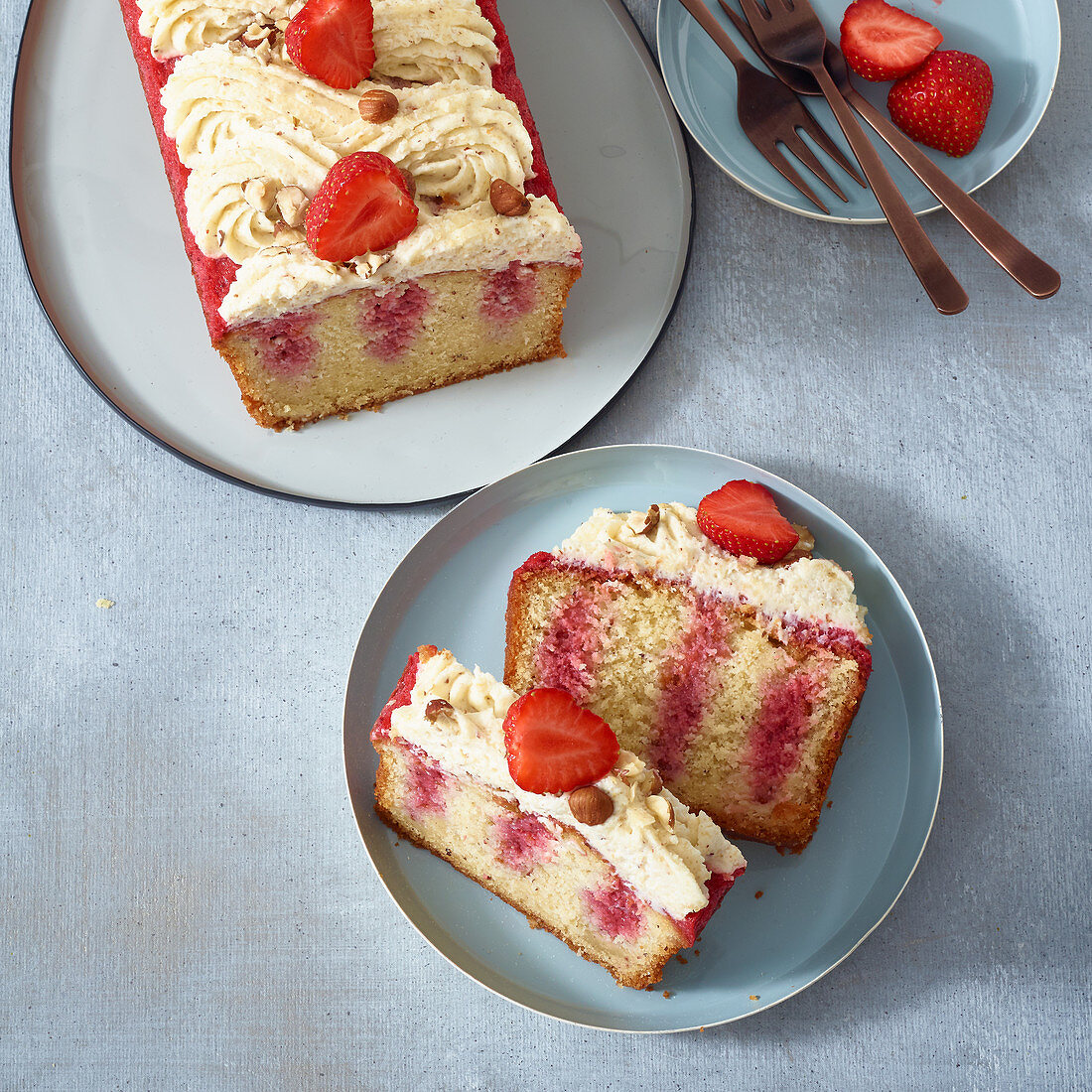 Strawberry smoothie poke cake