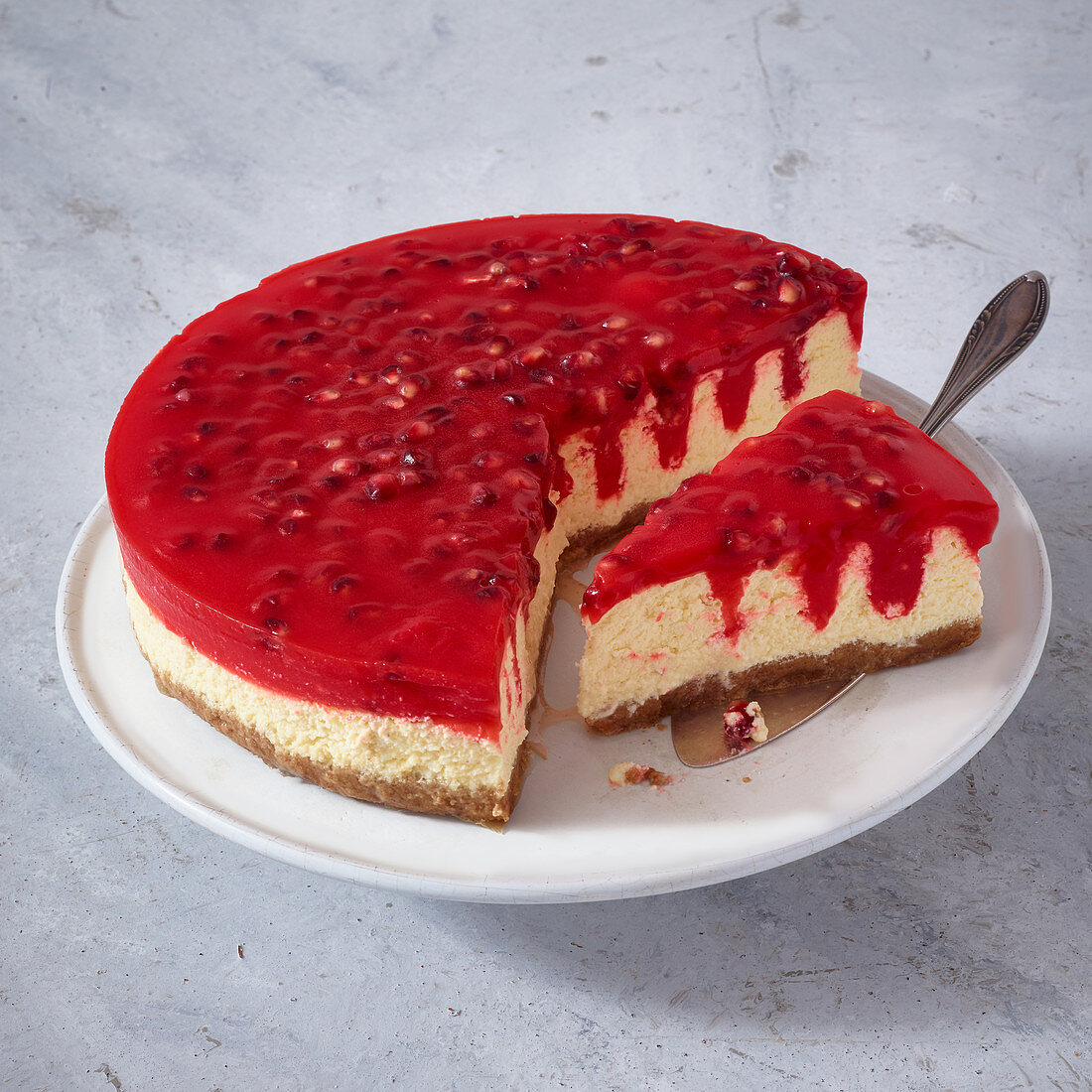 Pomegranate poke cheesecake