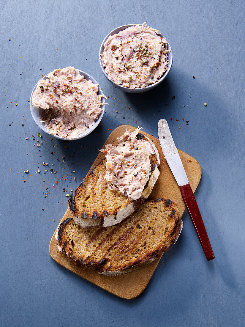 Duck rillette with toasted bread