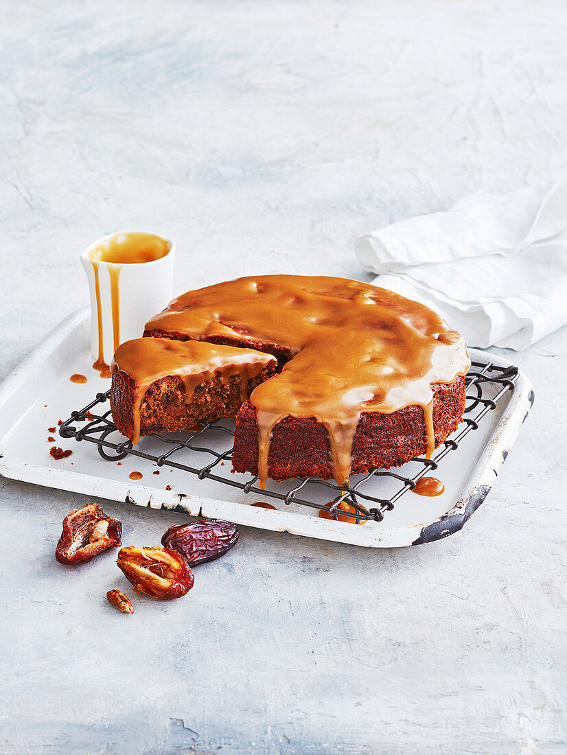 Spelt and almond sticky date pudding