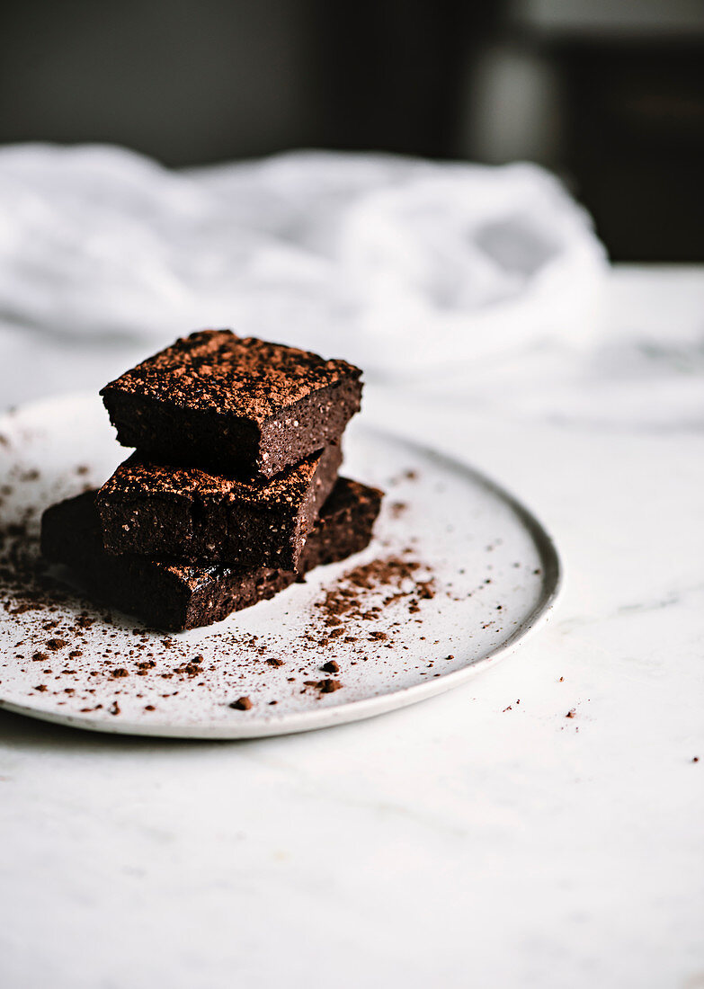 Vegan brownie on table