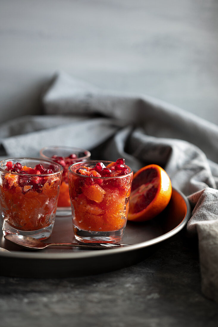 Blood orange Campari granita