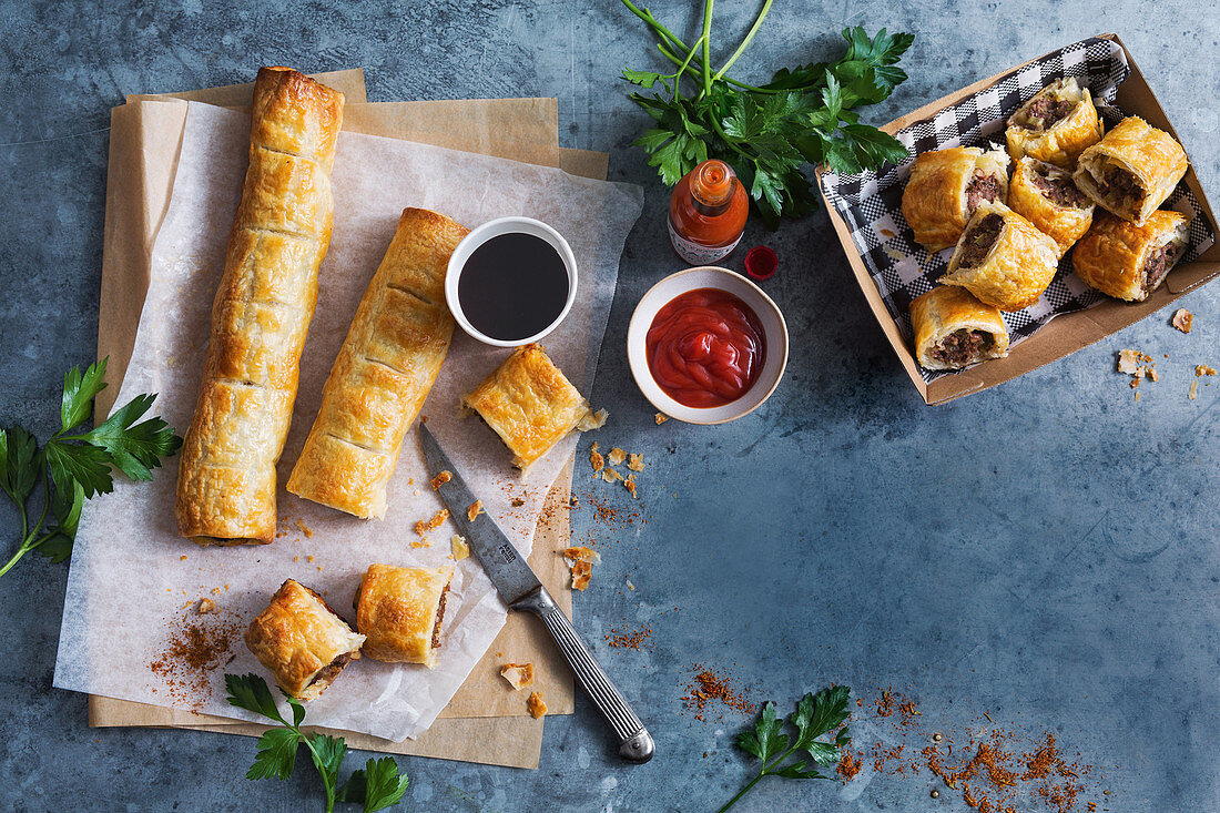 Minced beef Cajun sausage rolls