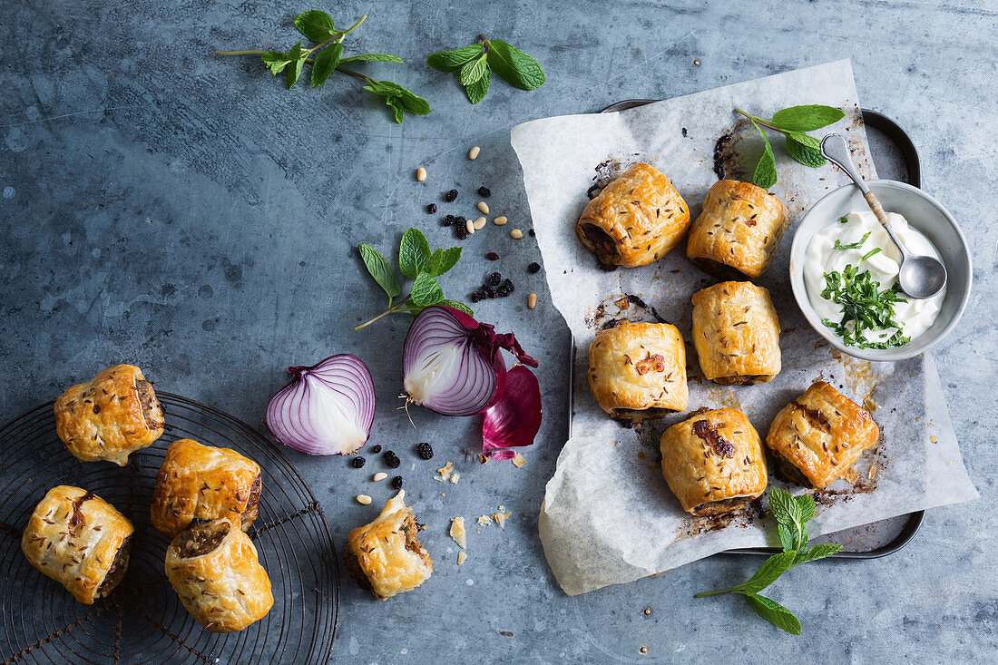 Moroccan minced lamb sausage rolls – License image – 12574550 ❘ Image Professionals