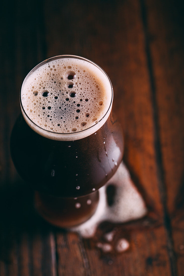 Imported Chocolate Malt Beer in a Glass with Foam