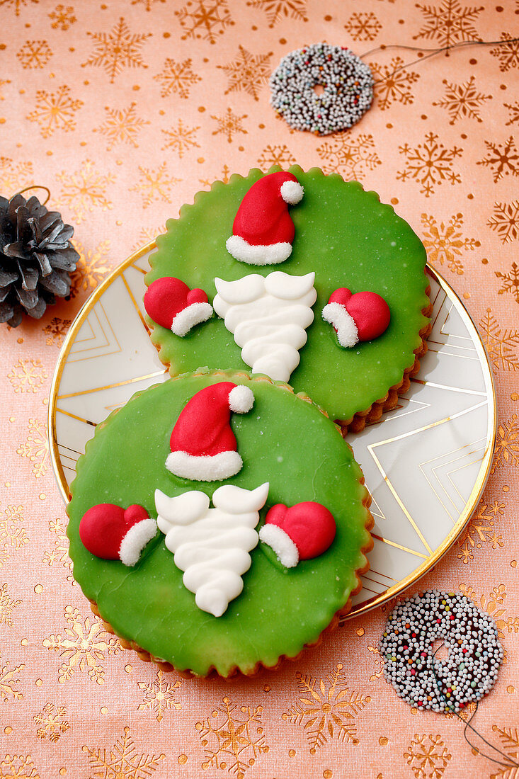 Christmas cookies with santa decorations