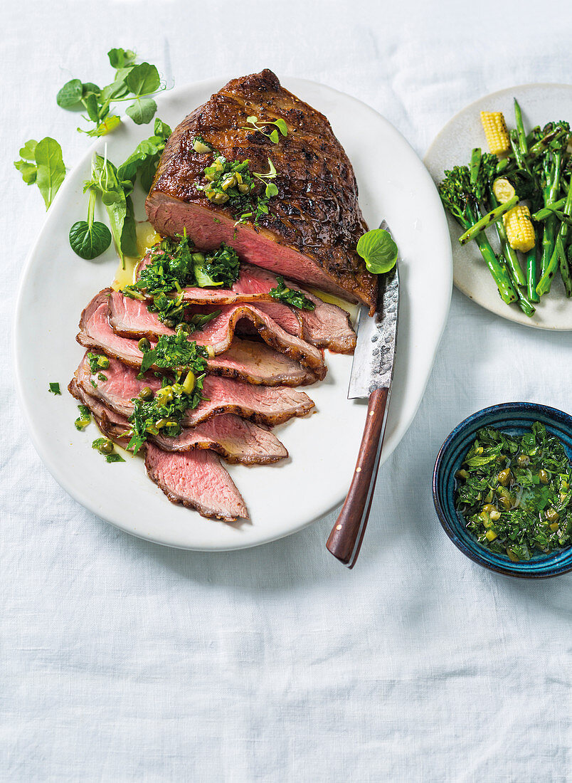 Fillet steak with salsa verde