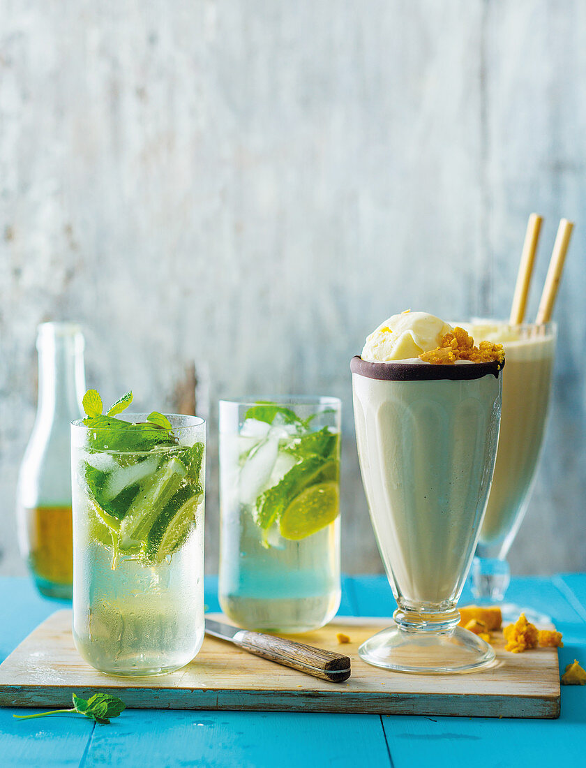 Mojito and milk stout milkshake