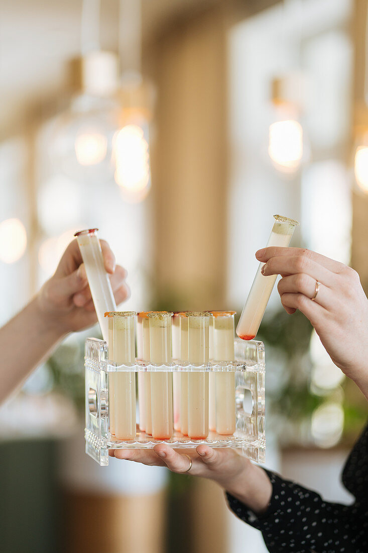 Drinks served in test tubes