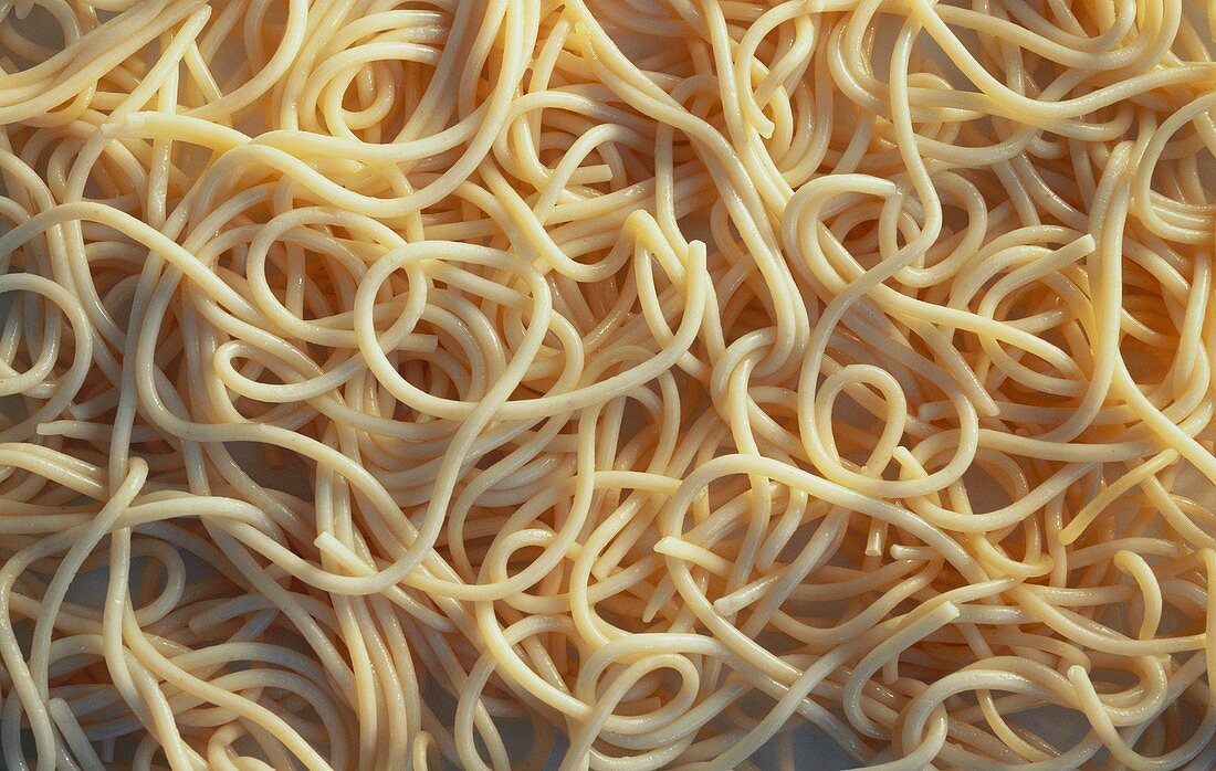 Cooked spaghetti, close-up