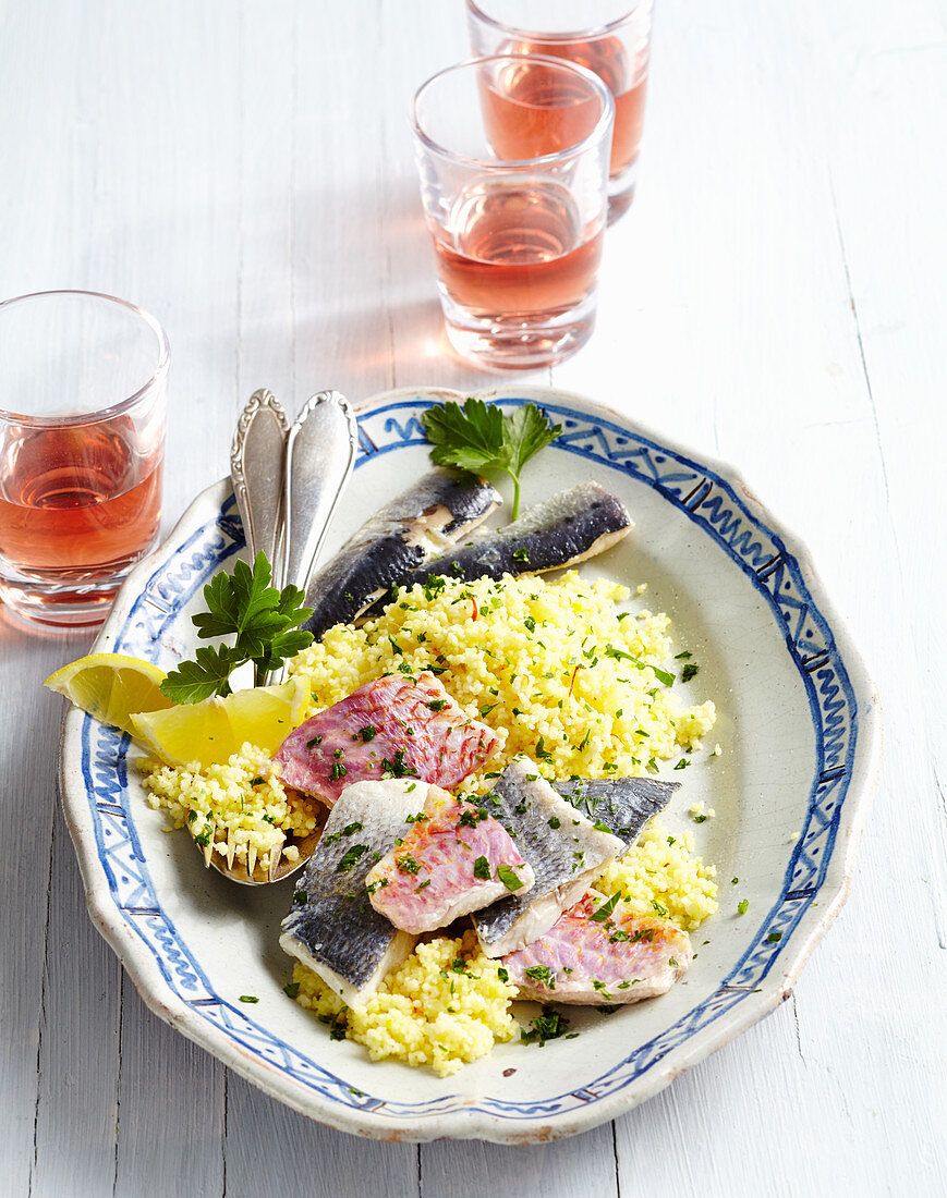 Sicilian saffron couscous with red mullet and sardines