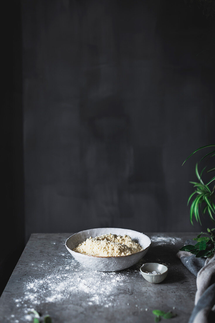 Arranged ingredients of dough making process