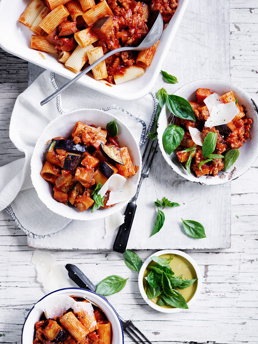 Rigatoni with Eggplant and Italian Sausage