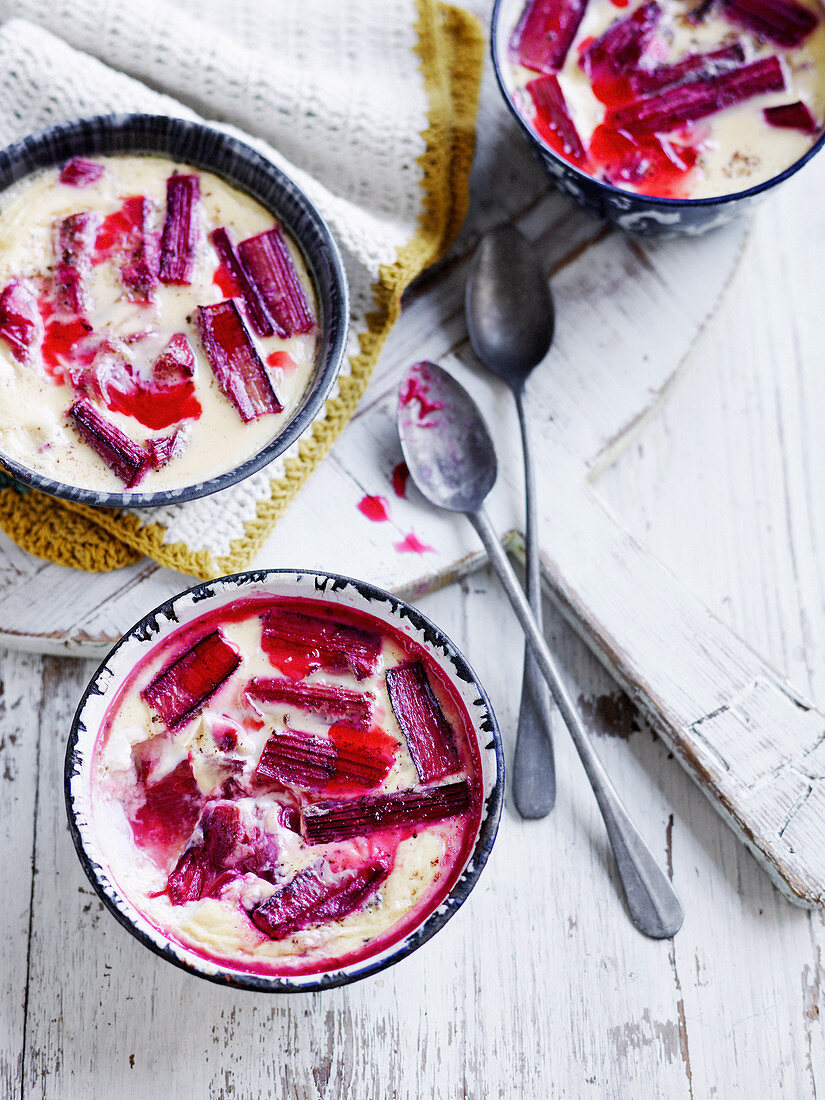 Rhubarb and Vanilla Baked Custard