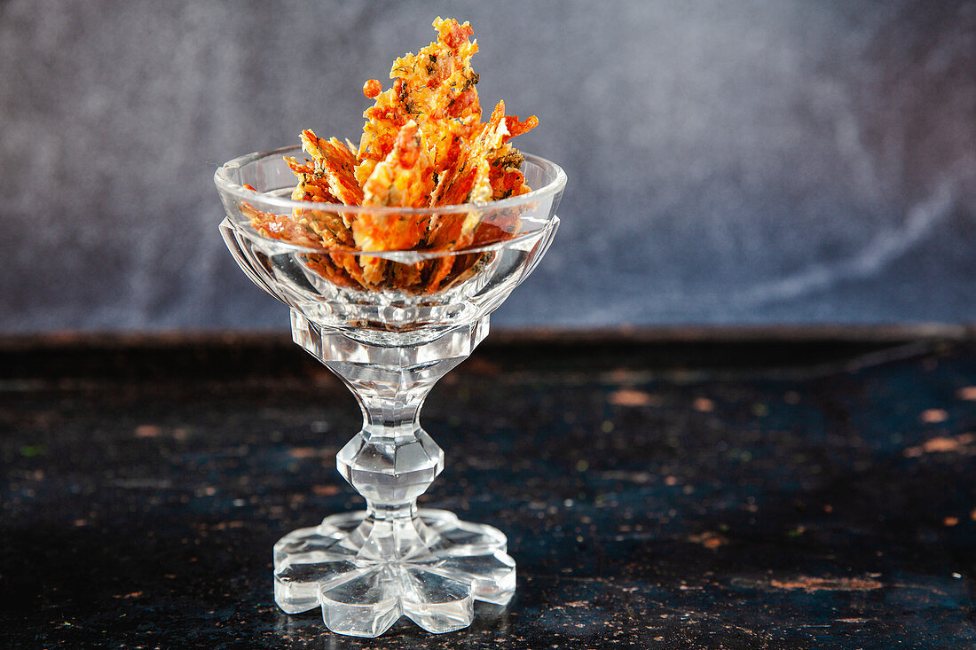 Savory cheese crackers in a glass