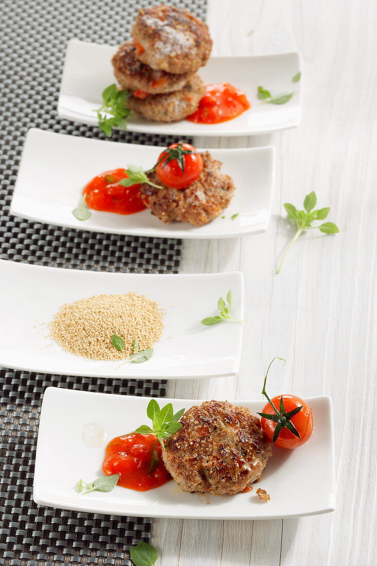 Amaranth cutlets with tomato sauce