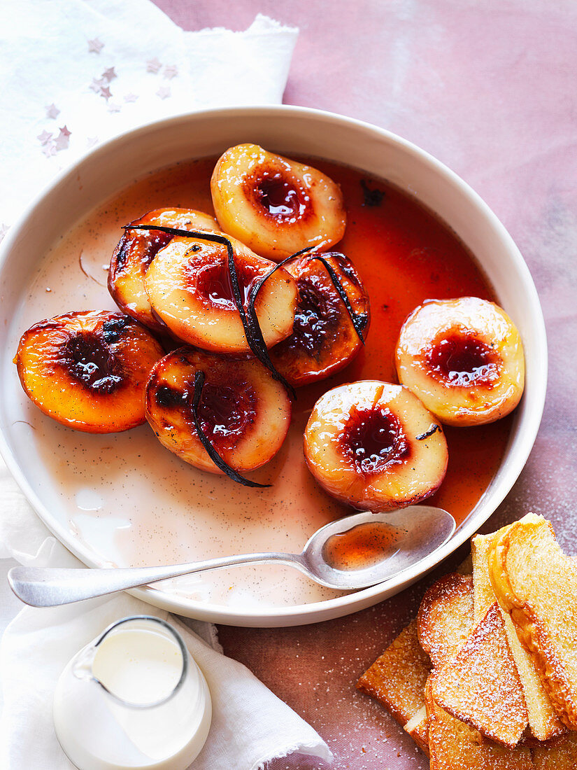 Maple Roasted Peaches with Brioche