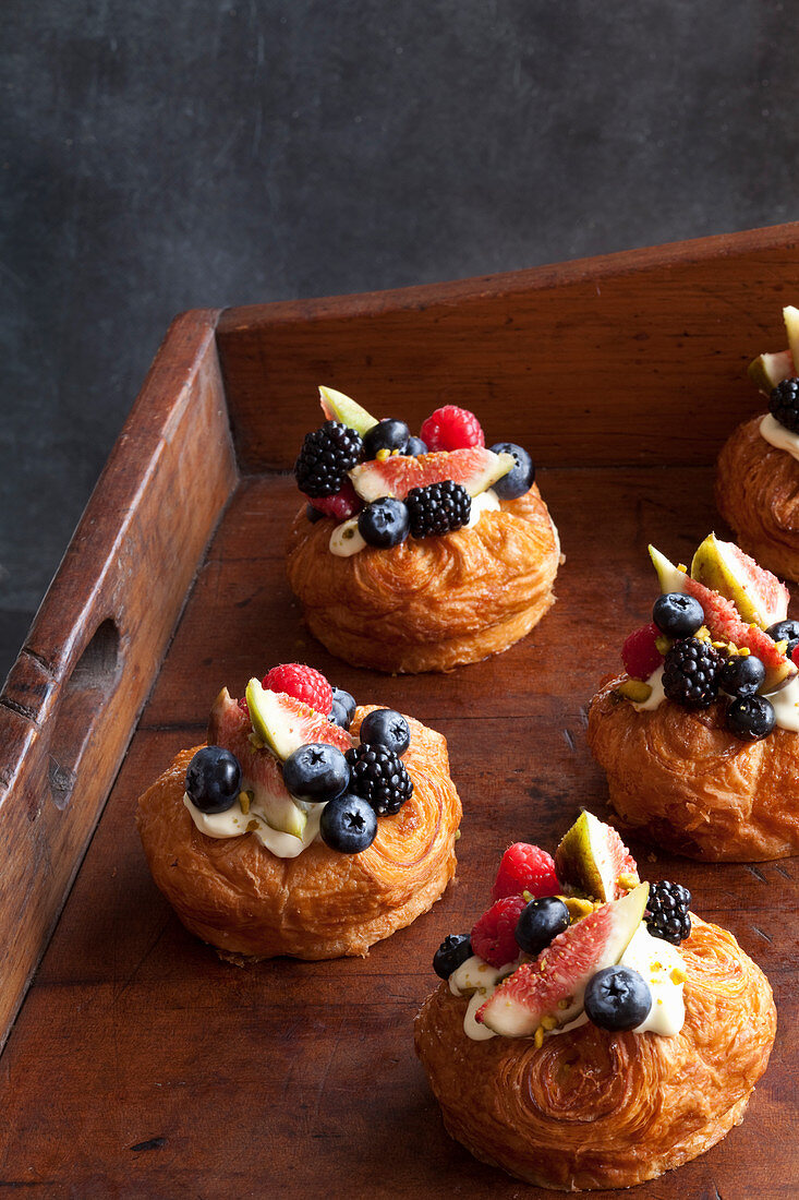 Pastries with fruit and cream
