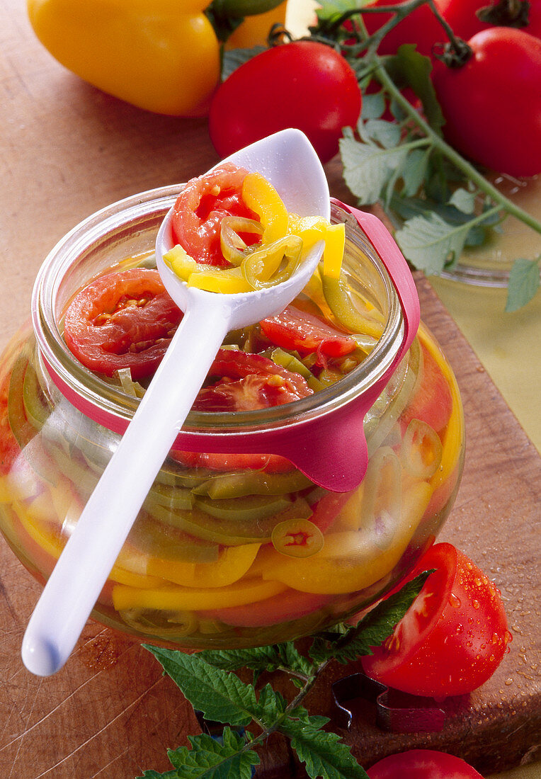 Pickled pepper and tomato medley