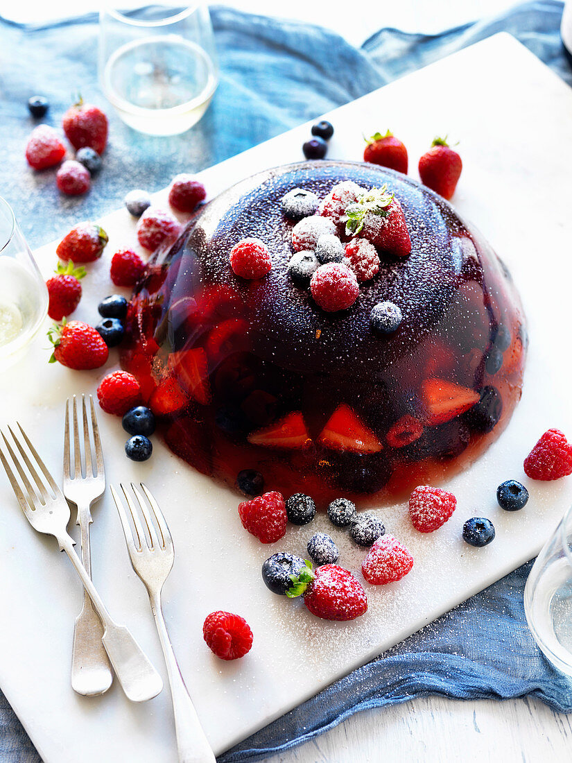 Prosecco Jelly with Cherries and Berries