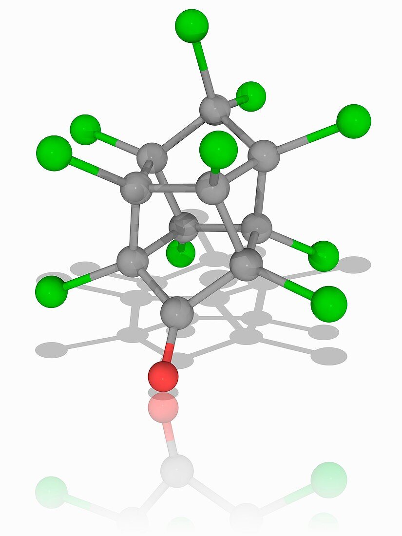 Chlordecone (kepone) organic compound molecule