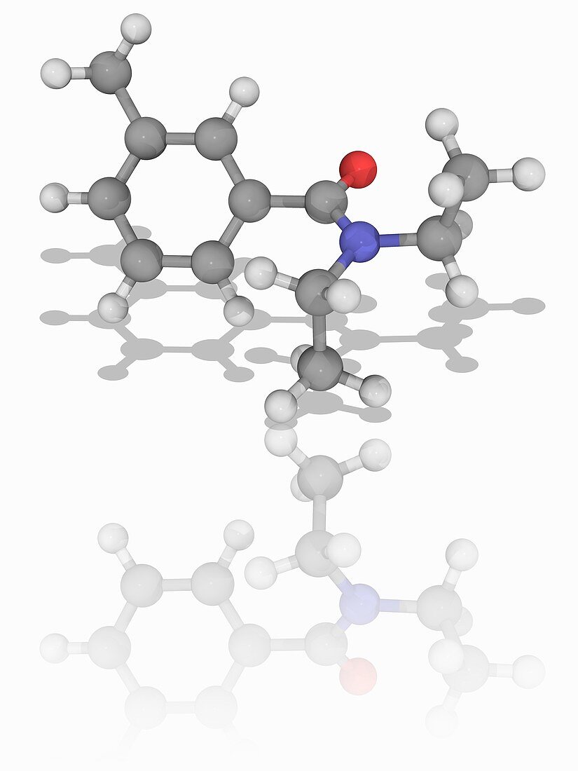 Diethyltoluamide (DEET) organic compound molecule