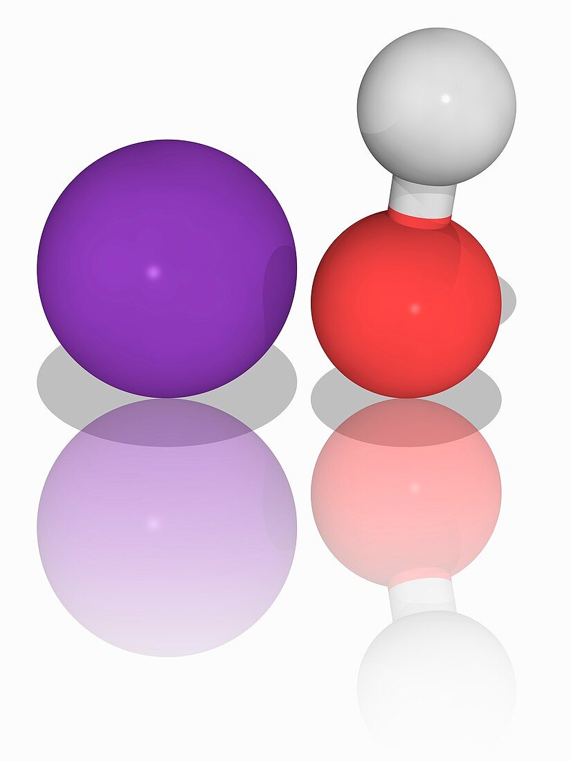 Potassium hydroxyde chemical compound molecule