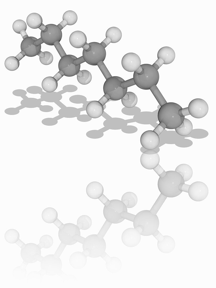 Heptane organic compound molecule