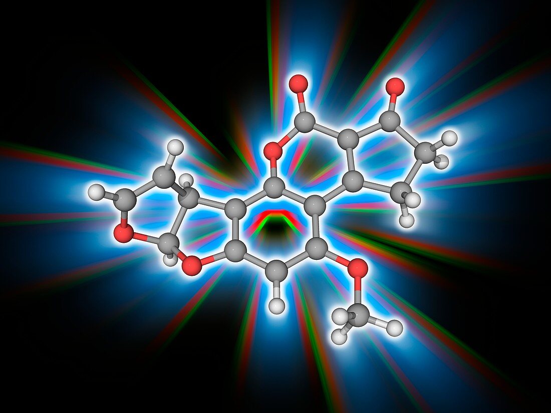 Aflatoxin B1 organic compound molecule