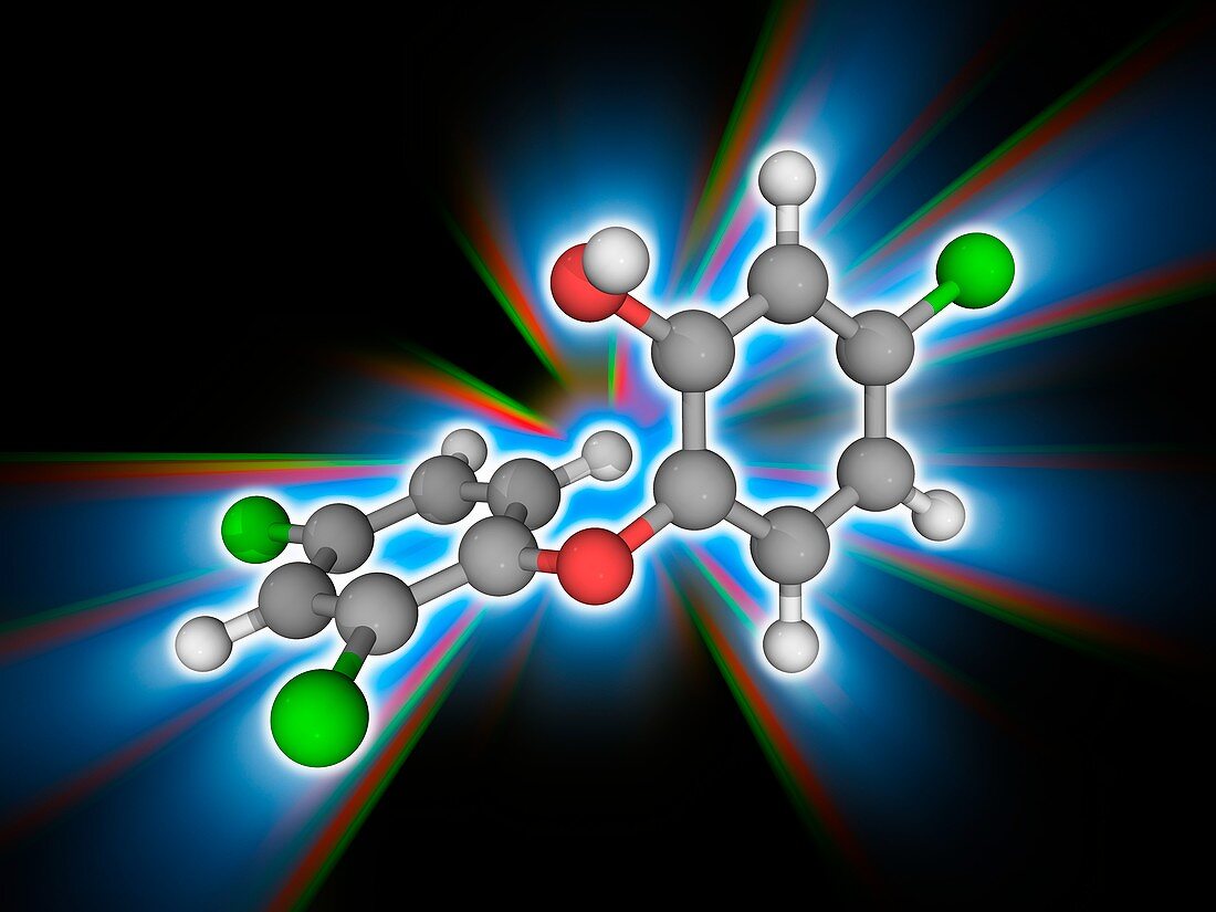 Triclosan organic compound molecule